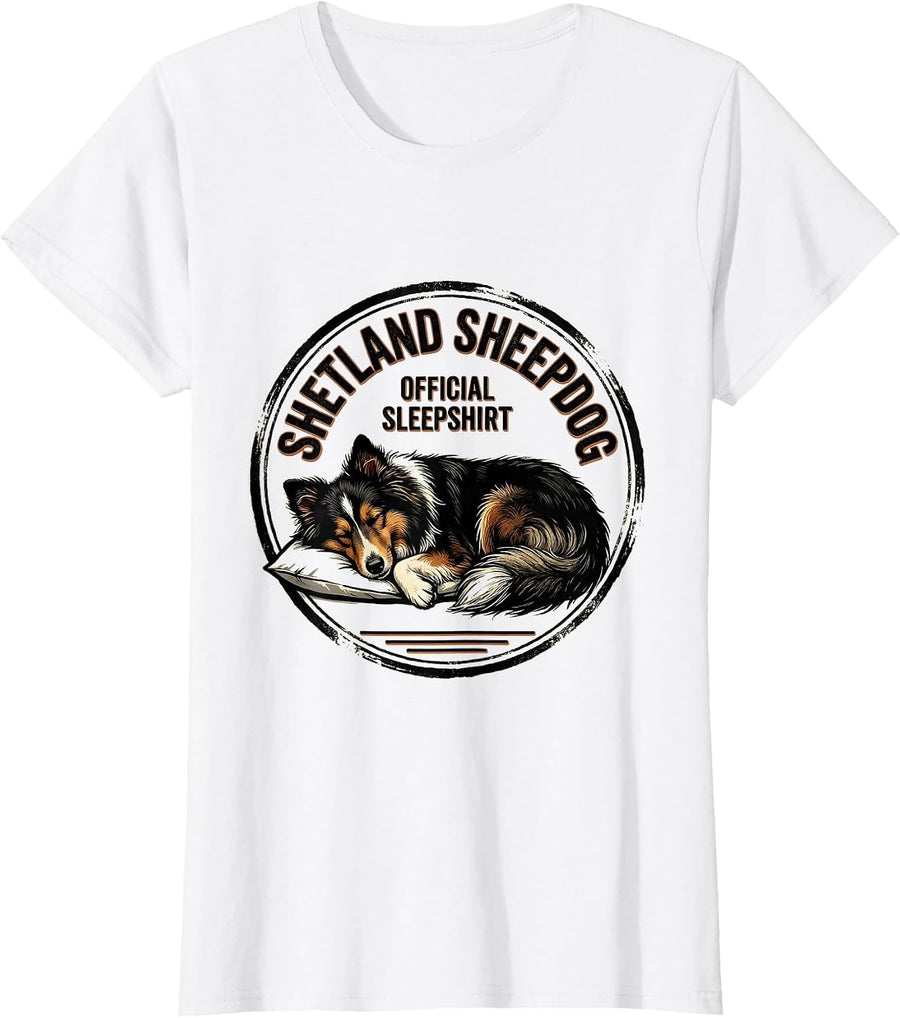 Women's Shetland Sheepdog Official Sleepshirt Dog Lover Pajamas T-Shirt - White