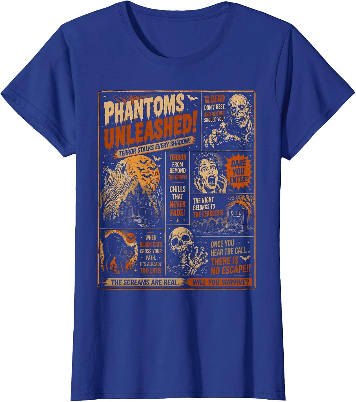 Halloween Vintage Horrorfest Poster Party Halloween T-Shirt - Royal Blue