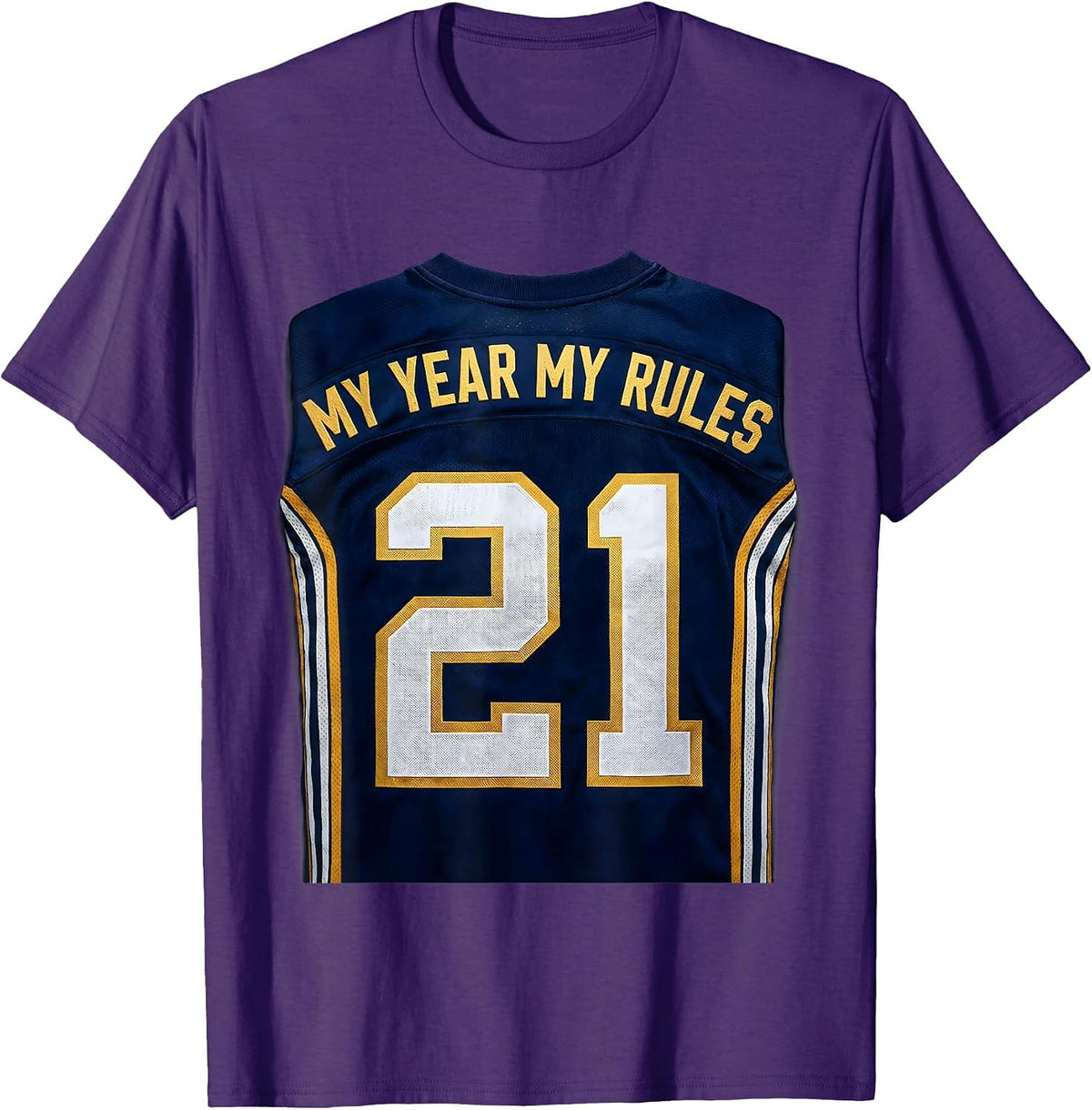 Men's 21st Birthday My Year My Rules Design T-Shirt - Purple