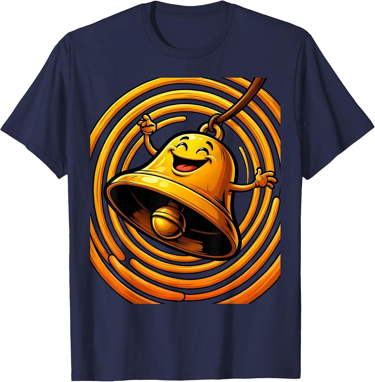 Men's Ringing Bell Sound Wave Burst Cheer Graphic T-Shirt - Navy Blue