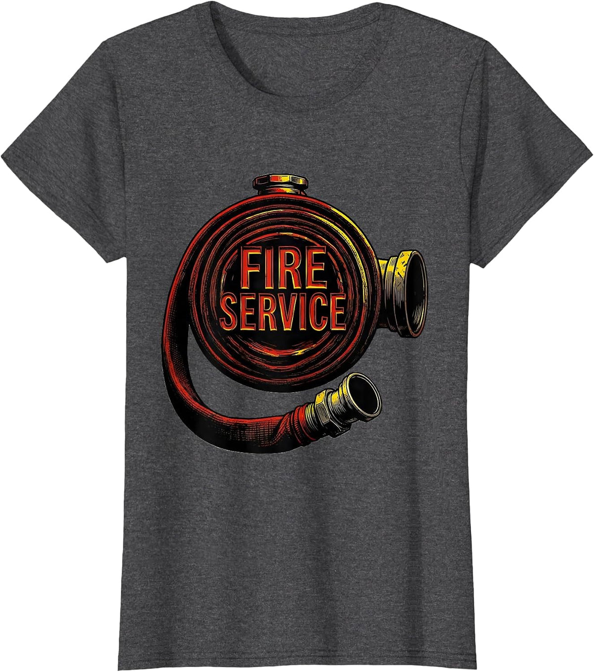 Women's Fire Service Stencil Graphic Firefighter Humor Pride Gift T-Shirt - Dark Heather Grey