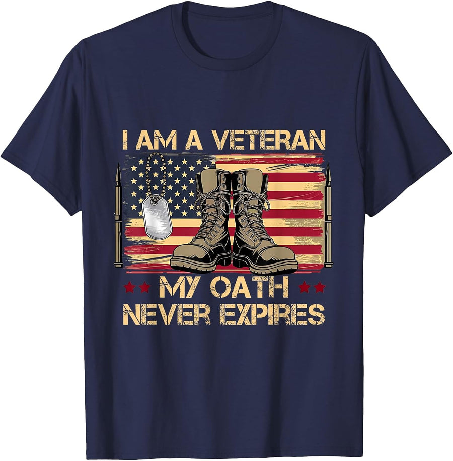 I am A Veteran My Oath Never Expires T-Shirt - Navy Blue