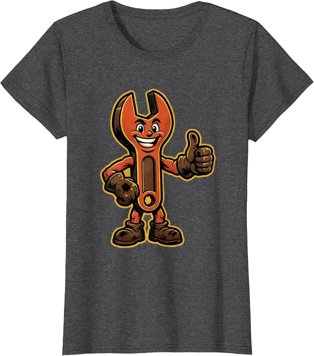 Women's Grease-Stained Wrench Grip Mechanic Graphic T-Shirt - Dark Heather Grey