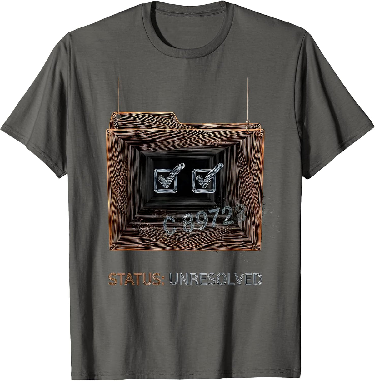 Status Unresolved Funny Quantum Physics Geek Humor T-Shirt - Asphalt Grey