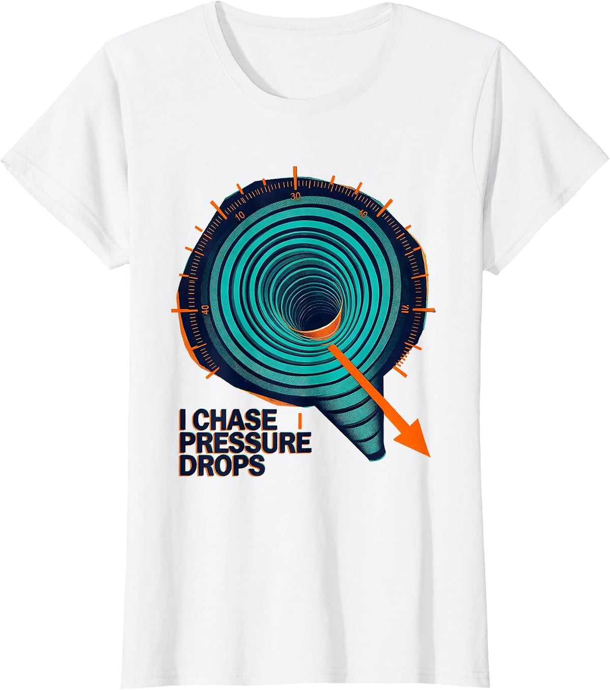 Women's I Chase Pressure Drops Risograph Tornado Chaser Meteorology T-Shirt - White