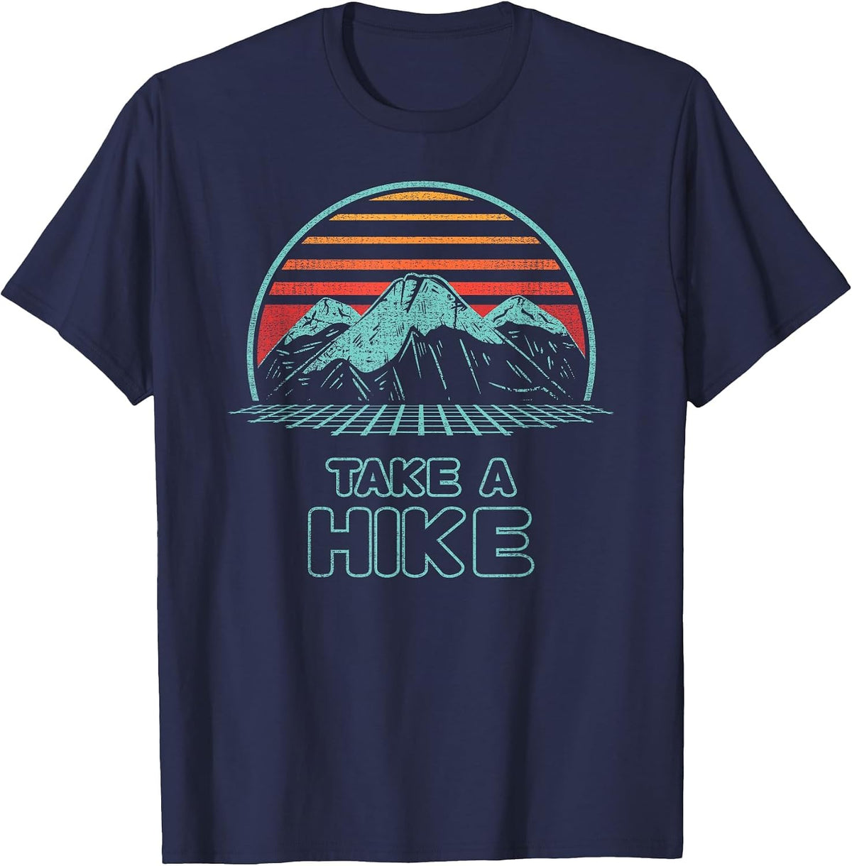 Hiking Retro 80s Style Take A Hike T-Shirt - Navy Blue