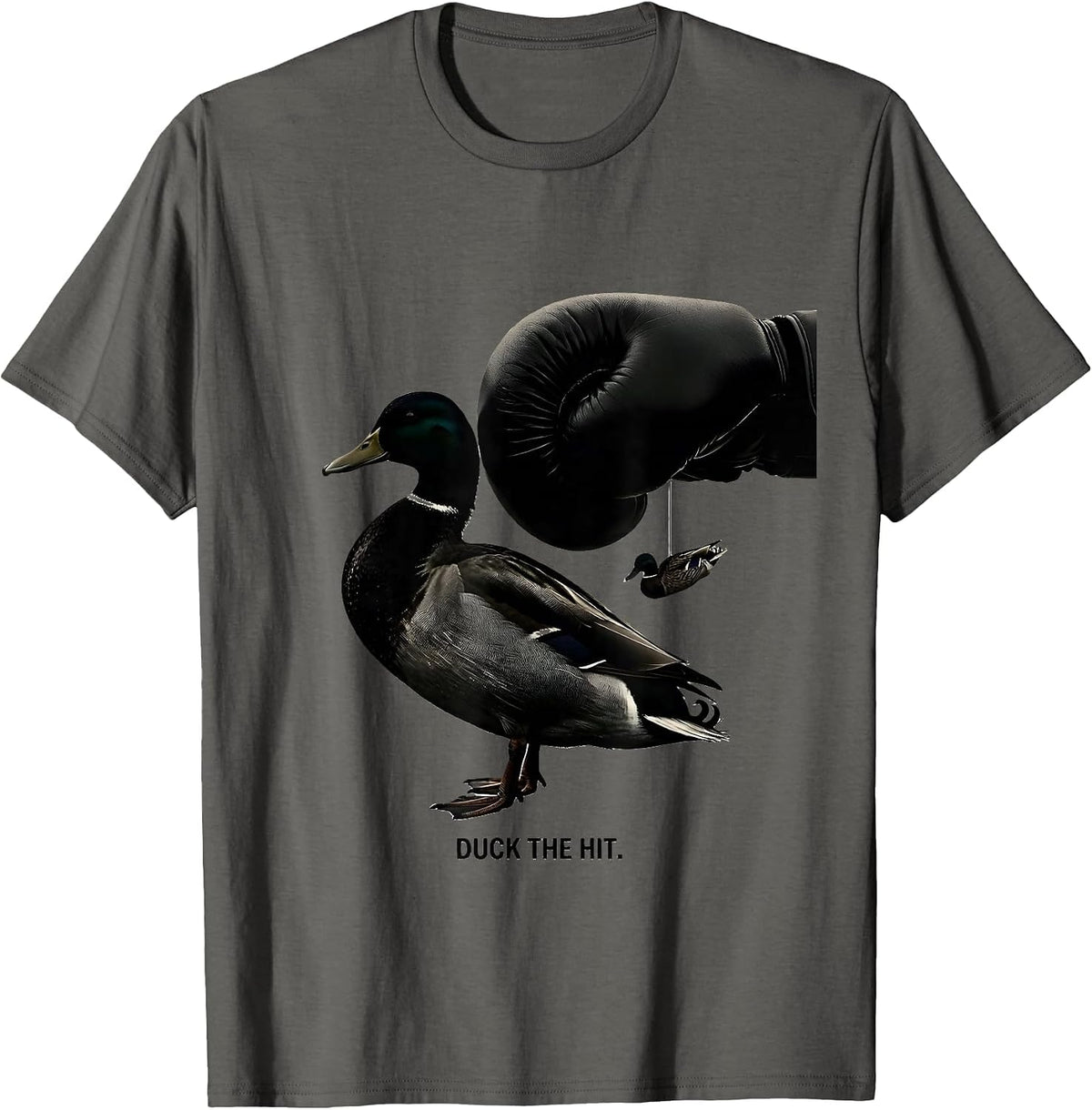 Men's Duck The Hit Funny Mallard Duck Hunter Waterfowl Hunting T-Shirt - Asphalt Grey