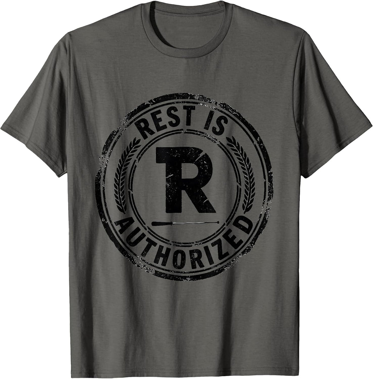 Men's Rest Is Authorized Funny Music Teacher Gift Humor T-Shirt - Asphalt Grey