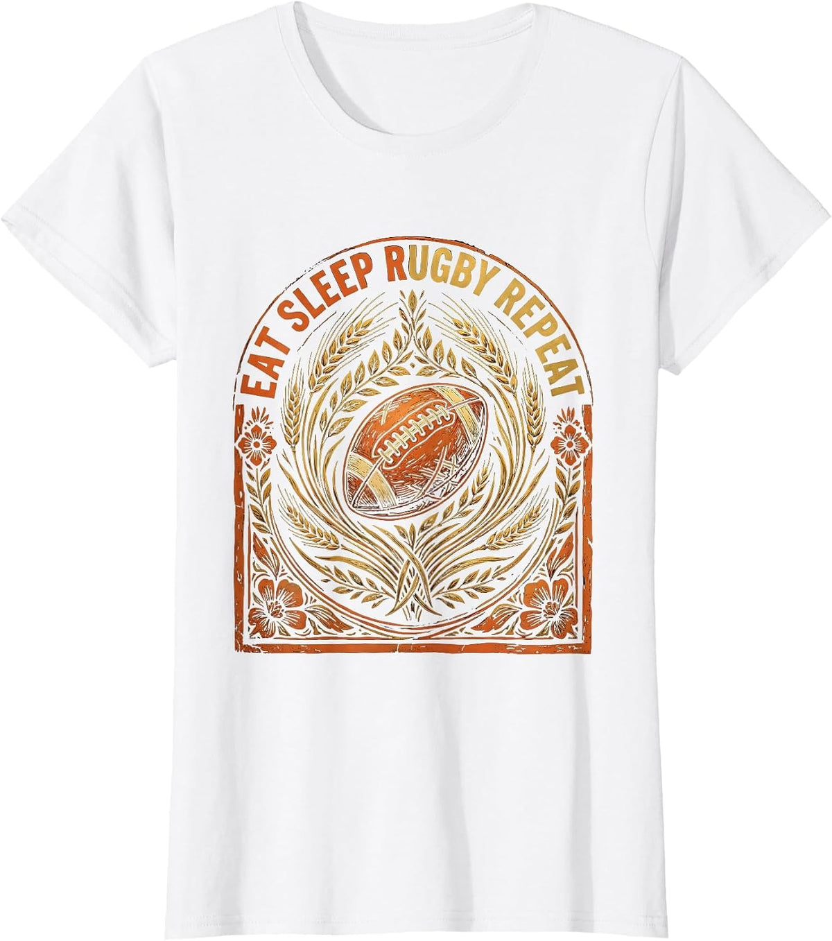 Eat Sleep Rugby Repeat Fan Design T-Shirt - White