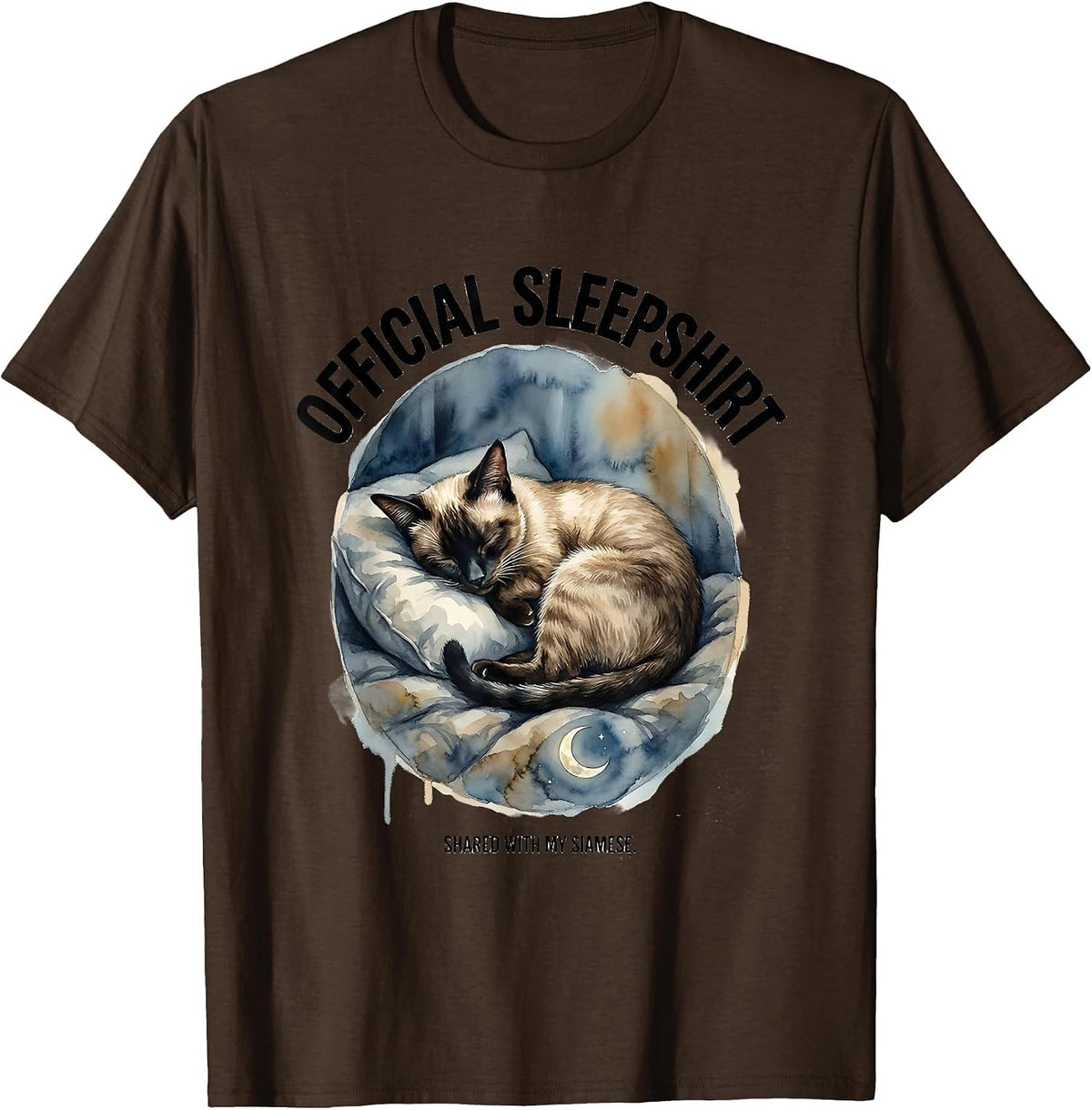 Official Sleepshirt, Shared With My Siamese Cat Lover T-Shirt - Brown