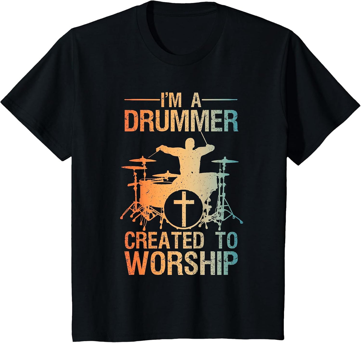 Funny Christian Drummer Art for Men Women Drum Player Lover T-Shirt - Black
