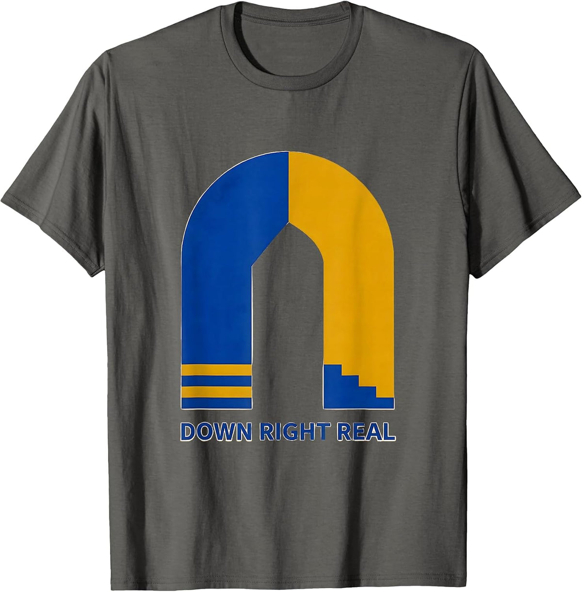 Men's Down Right Real Midcentury Modern Down Syndrome Awareness T-Shirt - Asphalt Grey