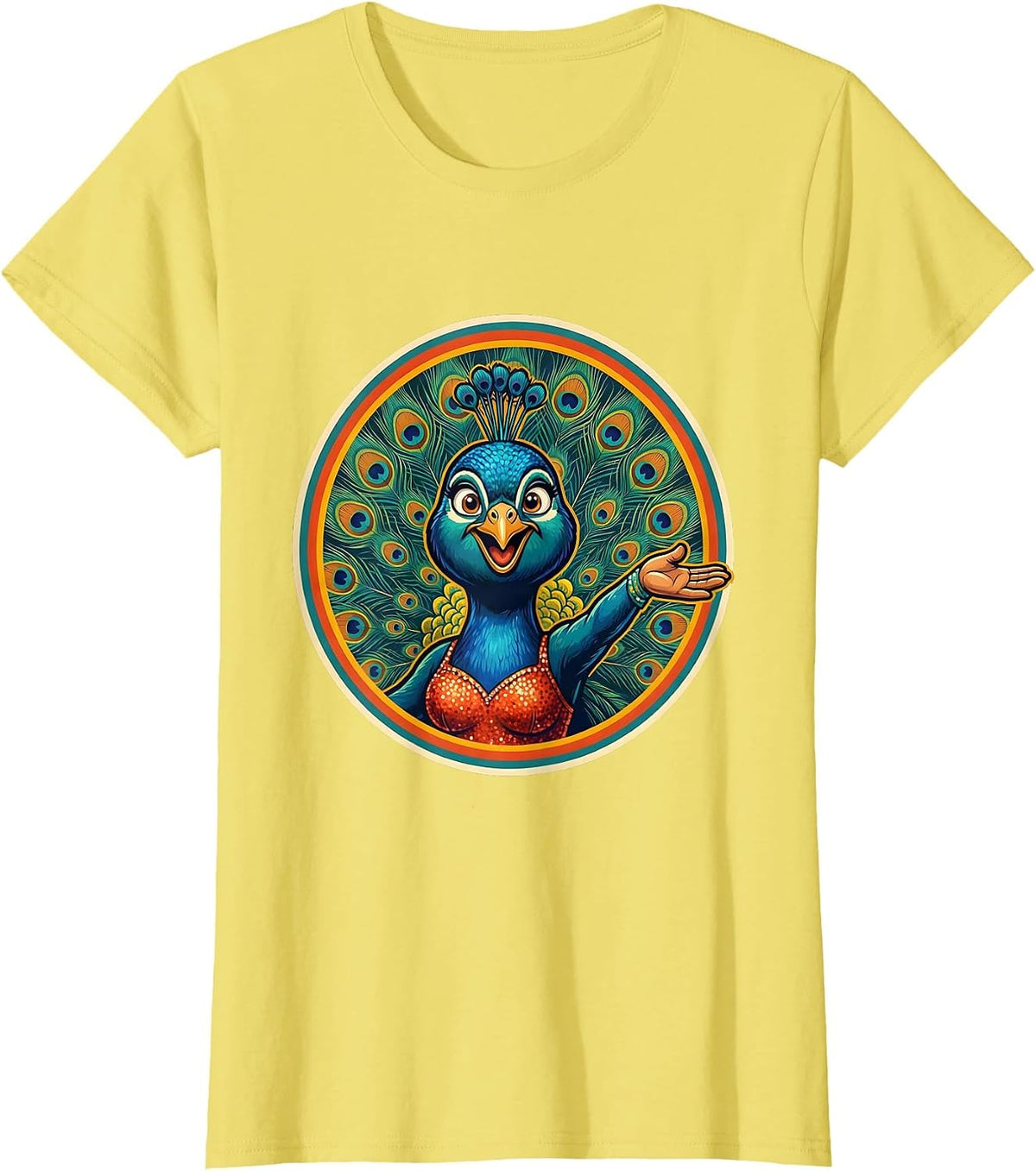 Showgirl Feathered Headdress Center Stage T-Shirt - Lemon Yellow