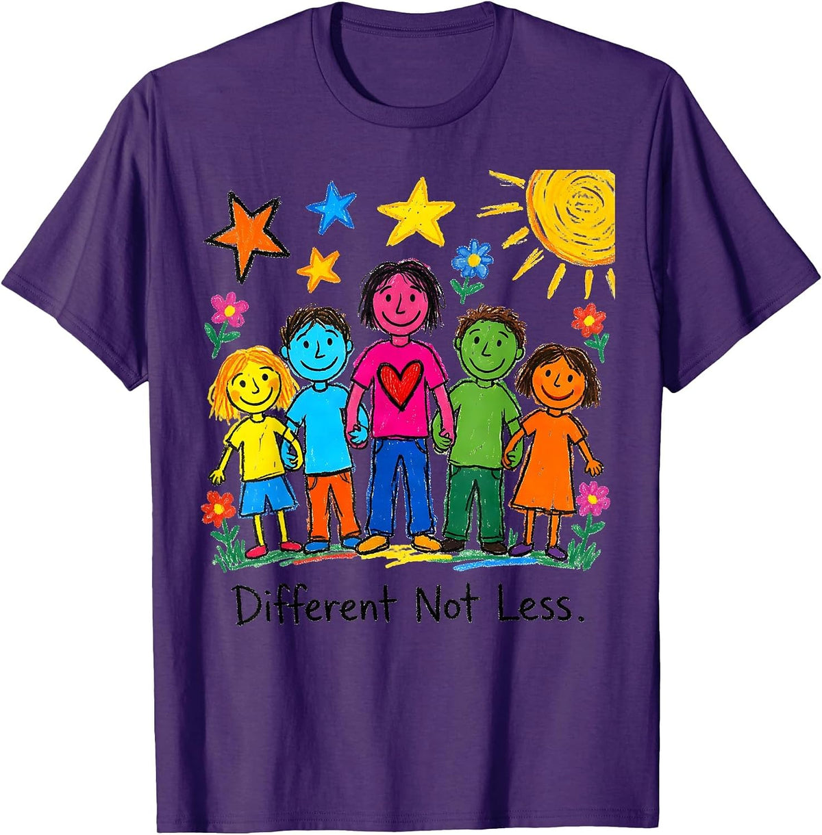 Men's Different Not Less Down Syndrome Awareness Design T-Shirt - Purple