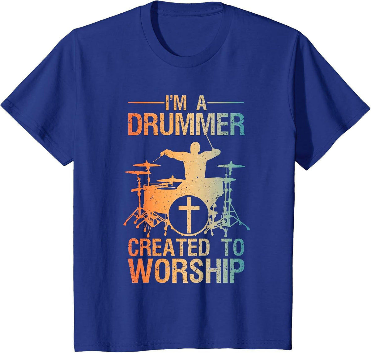 Funny Christian Drummer Art for Men Women Drum Player Lover T-Shirt - Royal Blue