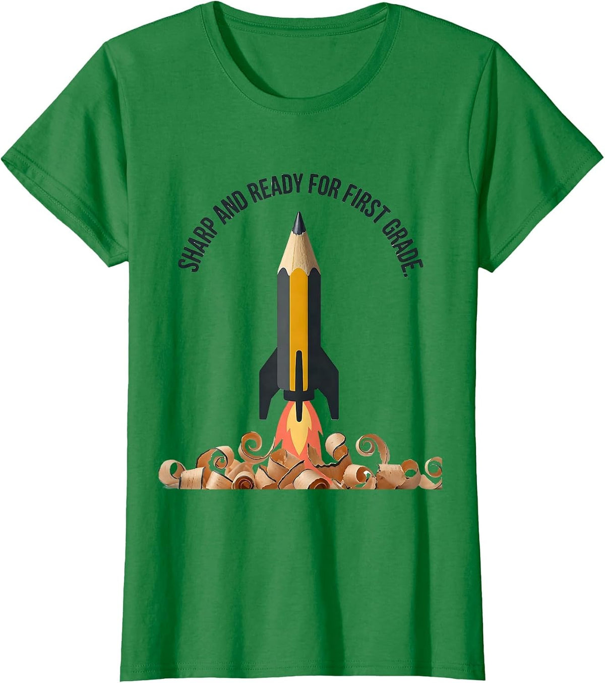 Women's Sharp And Ready For First Grade Cute Back To School Pencil T-Shirt - Kelly Green