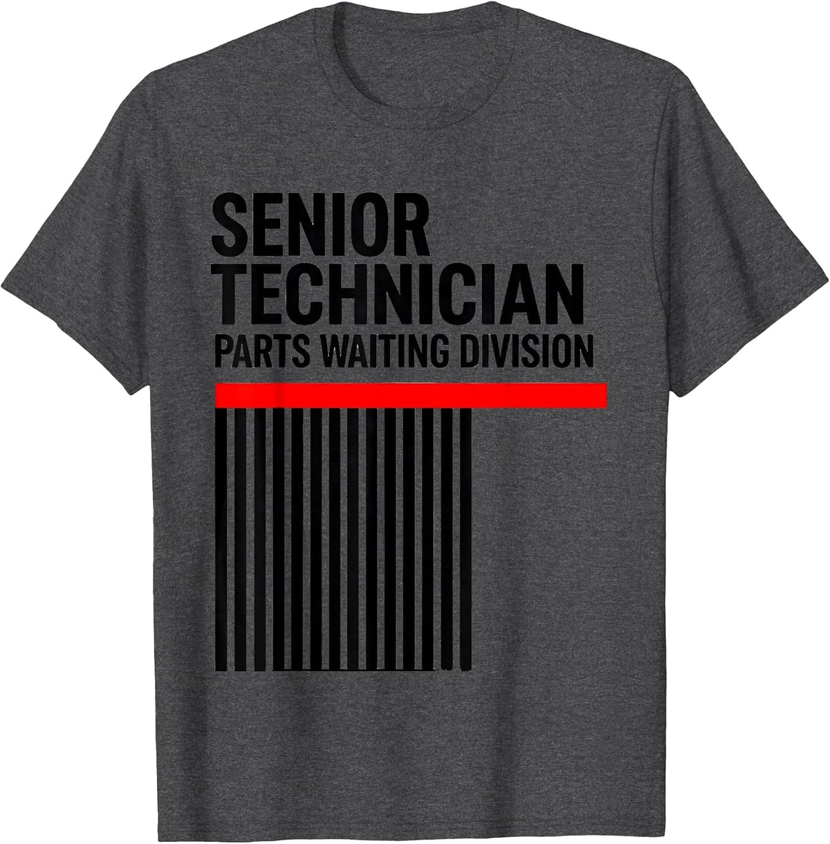 Men's Senior Technician Parts Waiting Division Funny Mechanic T-Shirt - Dark Heather Grey
