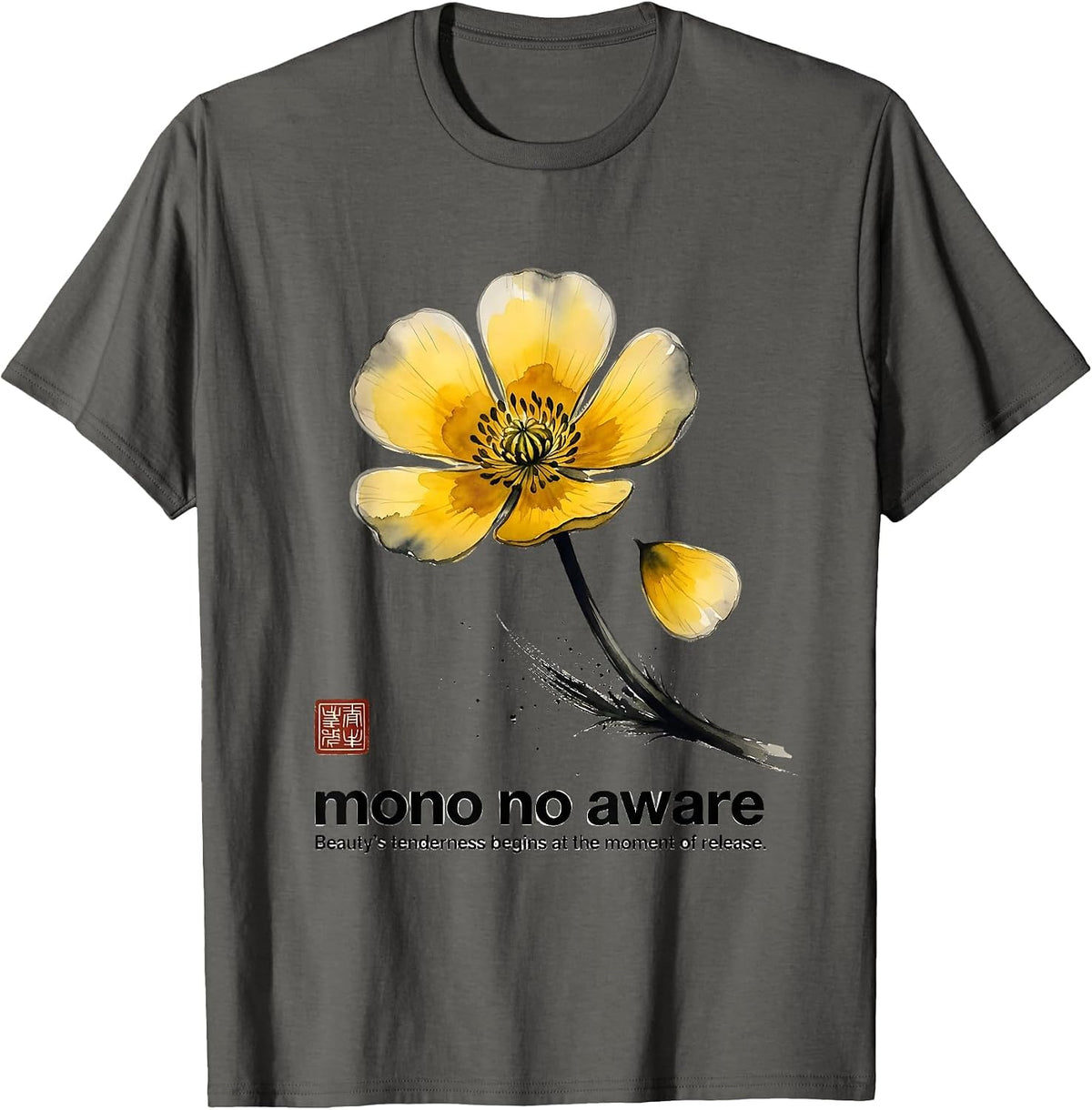 Men's mono no aware Japanese Philosophy T-Shirt - Asphalt Grey