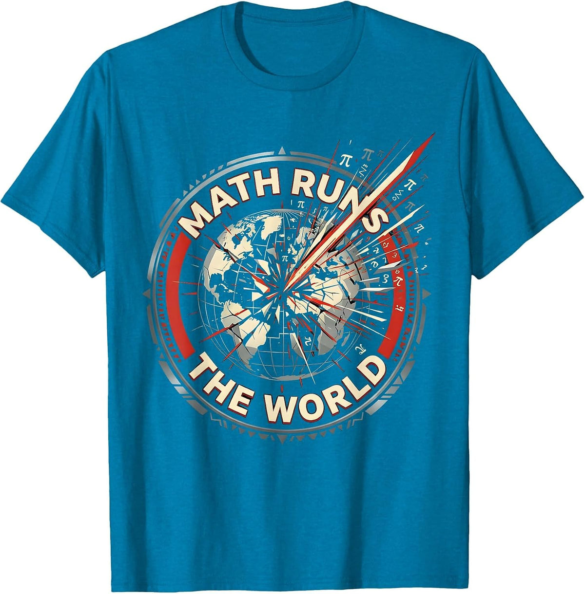 Math Runs The World Graphic Design T-Shirt - Sapphire Blue