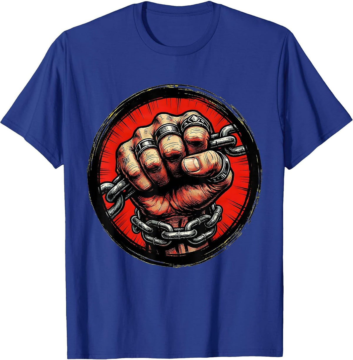 Punk Knuckle Rings Chain Grip Graphic Design T-Shirt - Royal Blue