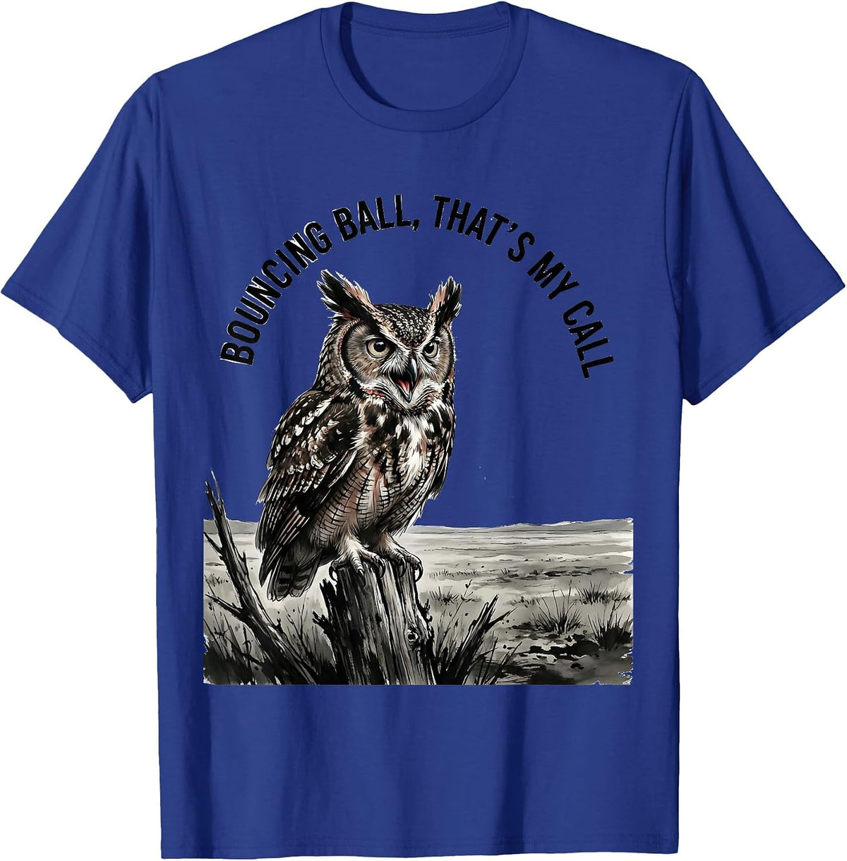 Men's Bouncing Ball That's My Call Whimsical Owl Lover Nature T-Shirt - Royal Blue
