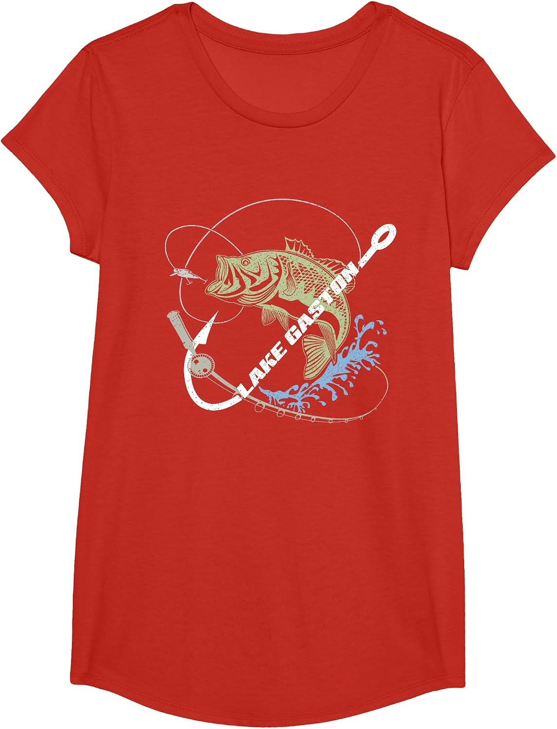 Lake Gaston Bass Fishing – Hooked on Lake Life T-Shirt - Girls Red