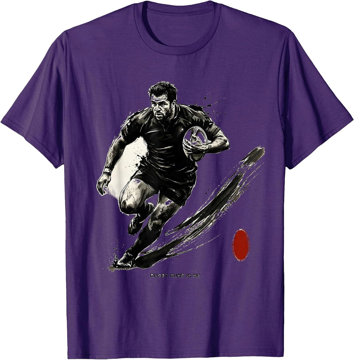Rugby Runs In Me Passionate Fan Design T-Shirt - Purple