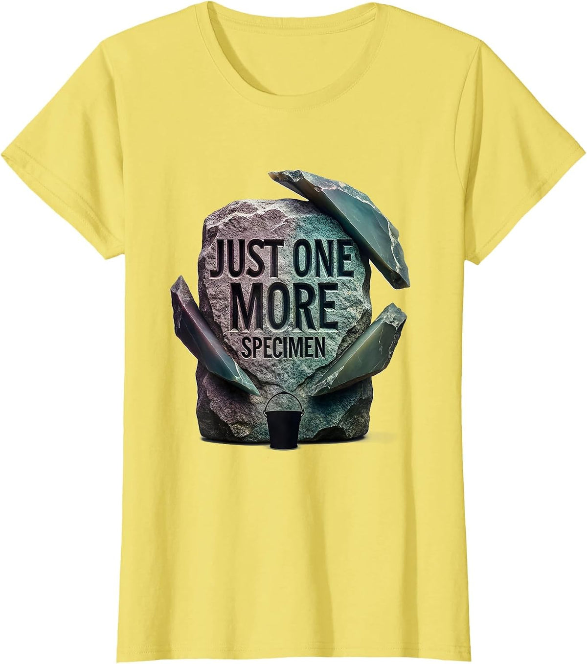 Just One More Specimen Bold Rock Collector Geologist Humor T-Shirt - Lemon Yellow