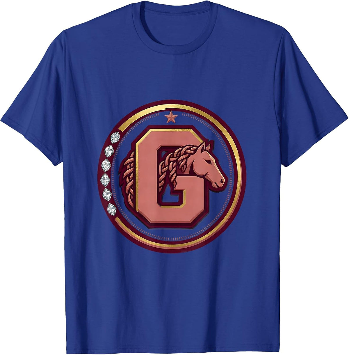 Cowgirl Braiding Horse Mane Graphic Design T-Shirt - Royal Blue