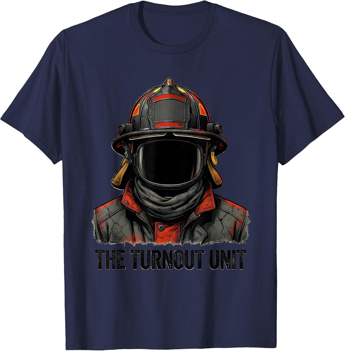Men's THE TURNOUT UNIT Distressed Firefighter Humor Gift T-Shirt - Navy Blue