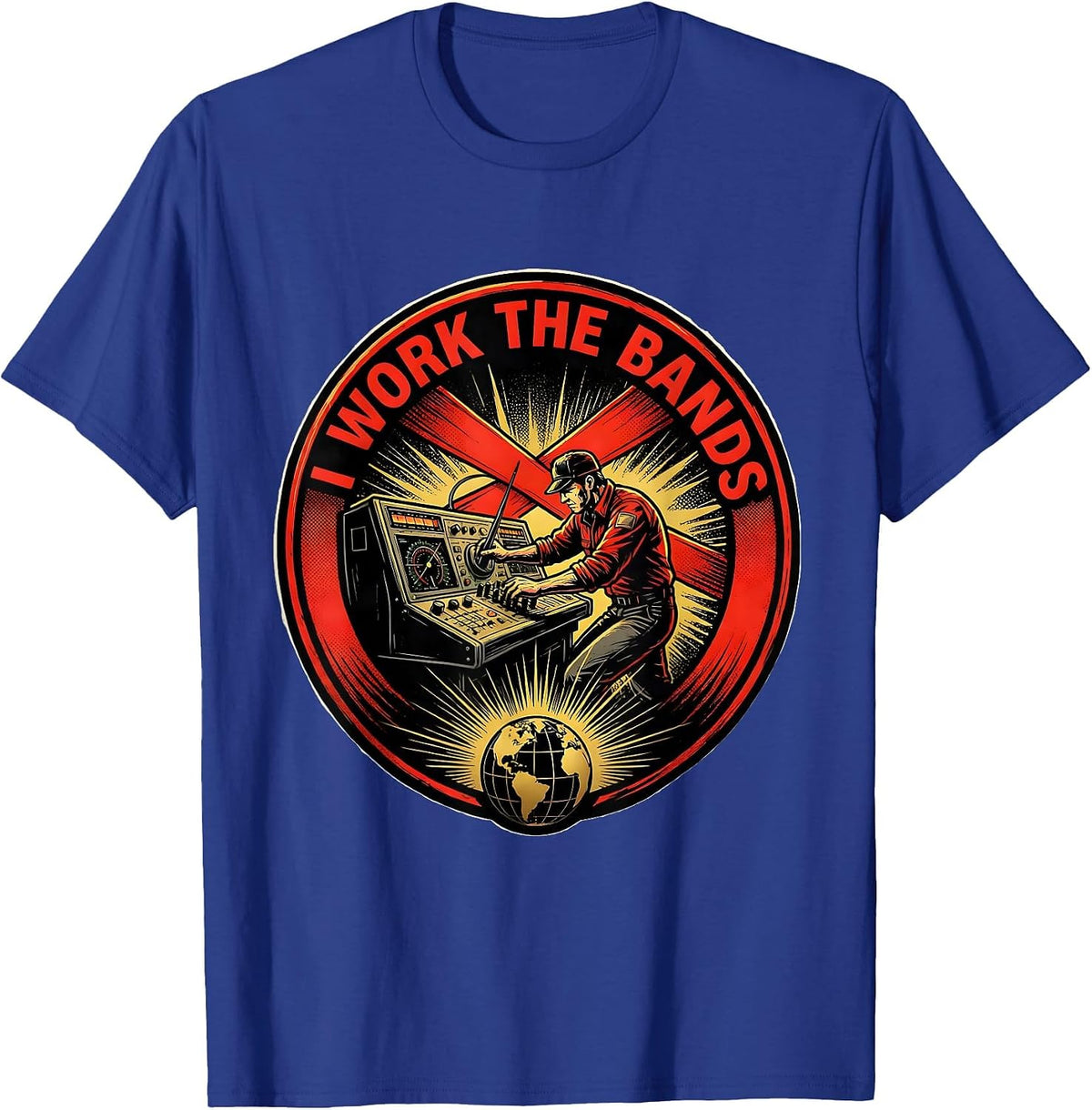 I Work The Bands Comic Book Ham Radio Operator Hobbyist T-Shirt - Royal Blue