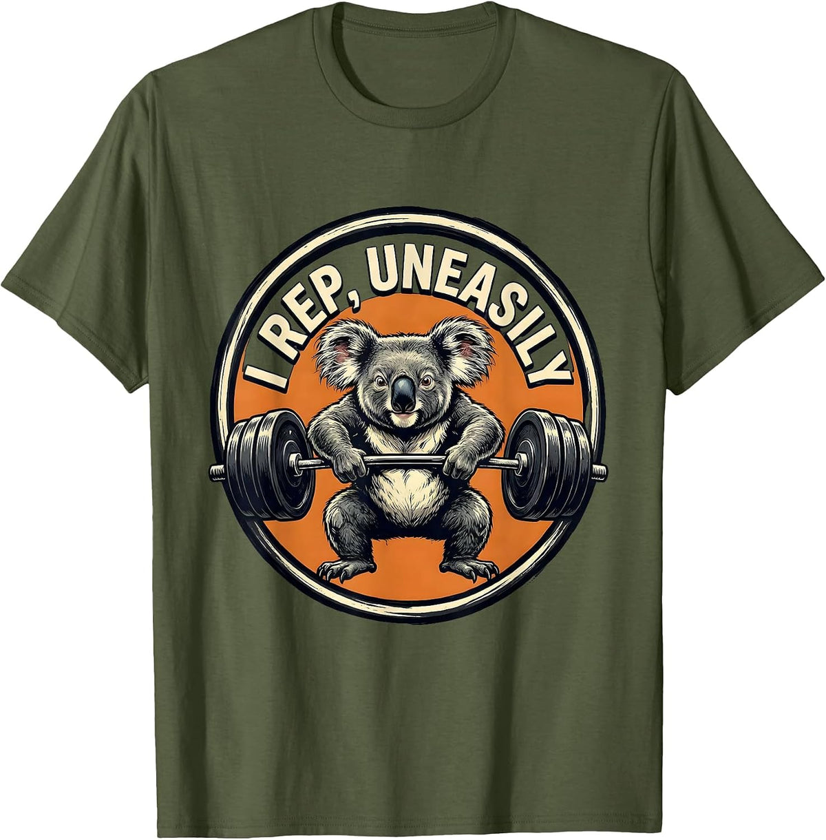 Men's I Rep, Uneasily Funny Gym Workout Weightlifting Humor T-Shirt - Olive Green