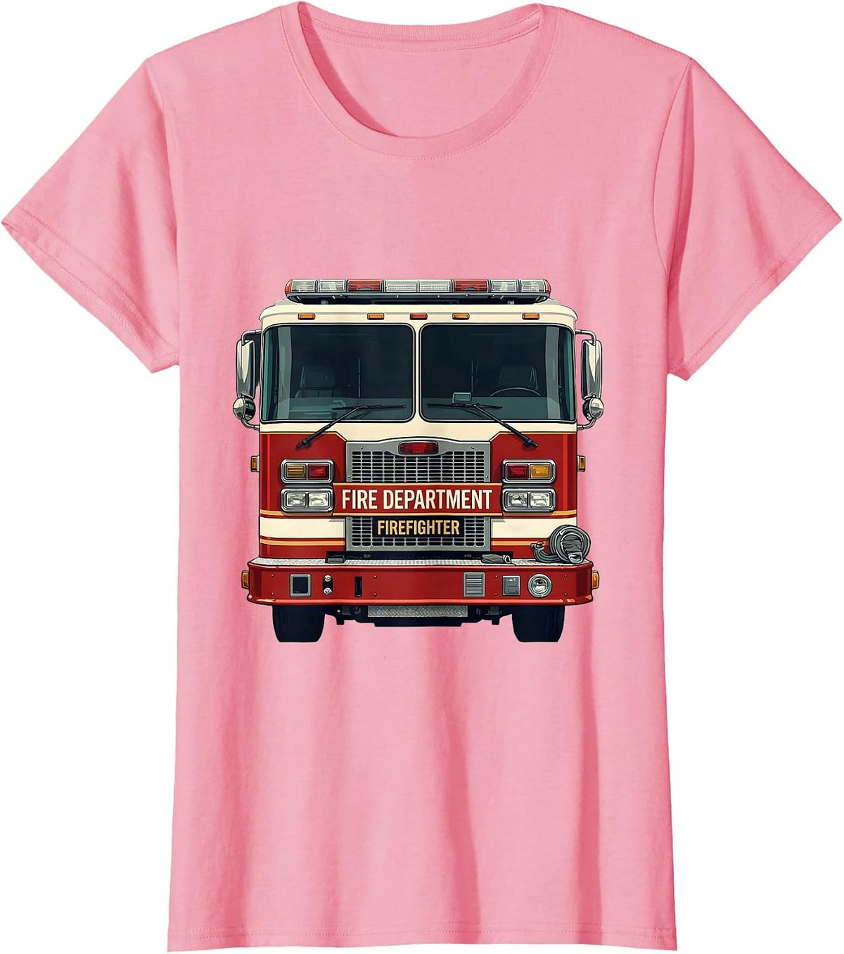 Women's FIRE DEPARTMENT FIREFIGHTER Funny Fire Truck Costume T-Shirt - Pink