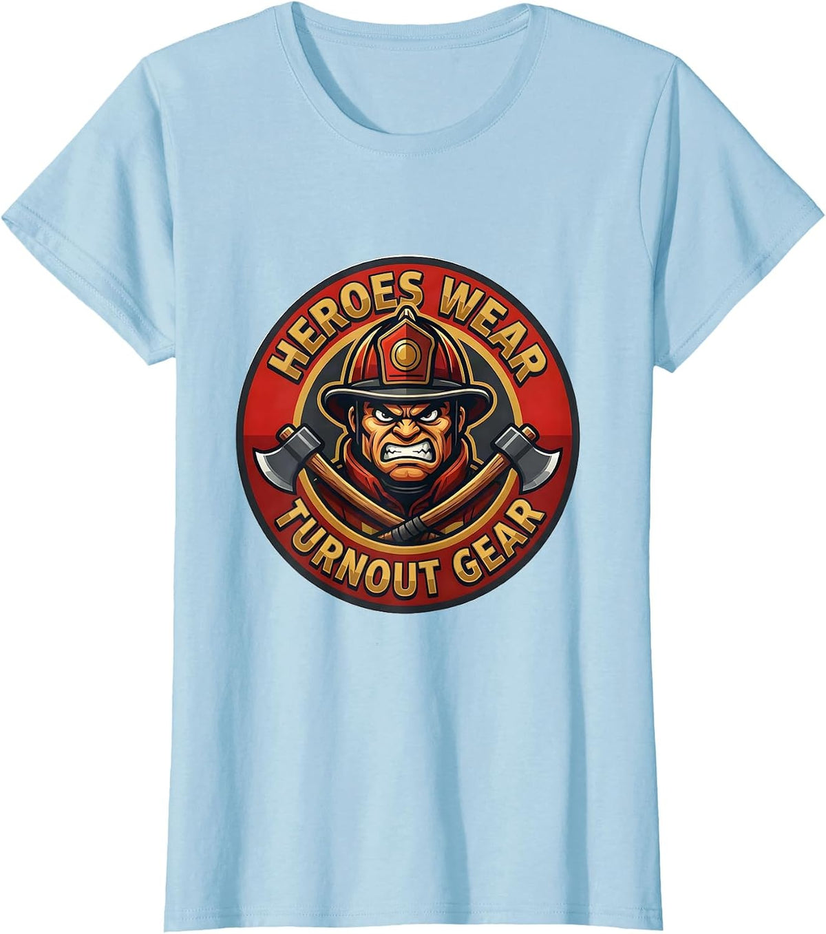 Women's Heroes Wear Turnout Gear Firefighter Design T-Shirt - Baby Blue