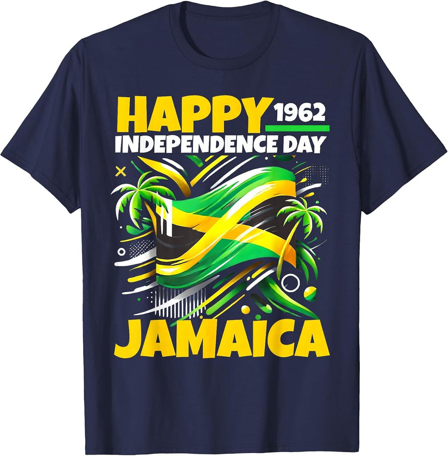 Proud Jamaican Happy Independence Day Jamaica 1962 Men Women T-Shirt - Navy Blue
