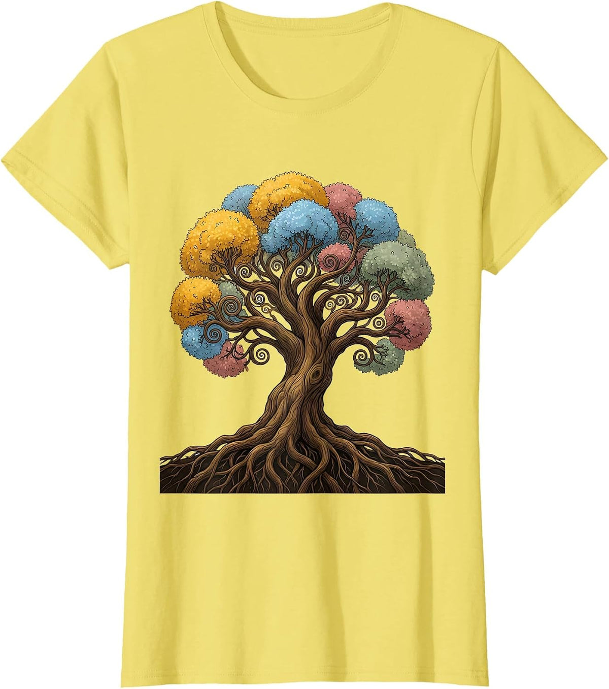 Down Syndrome Awareness Colorful Tree Illustration T-Shirt - Lemon Yellow