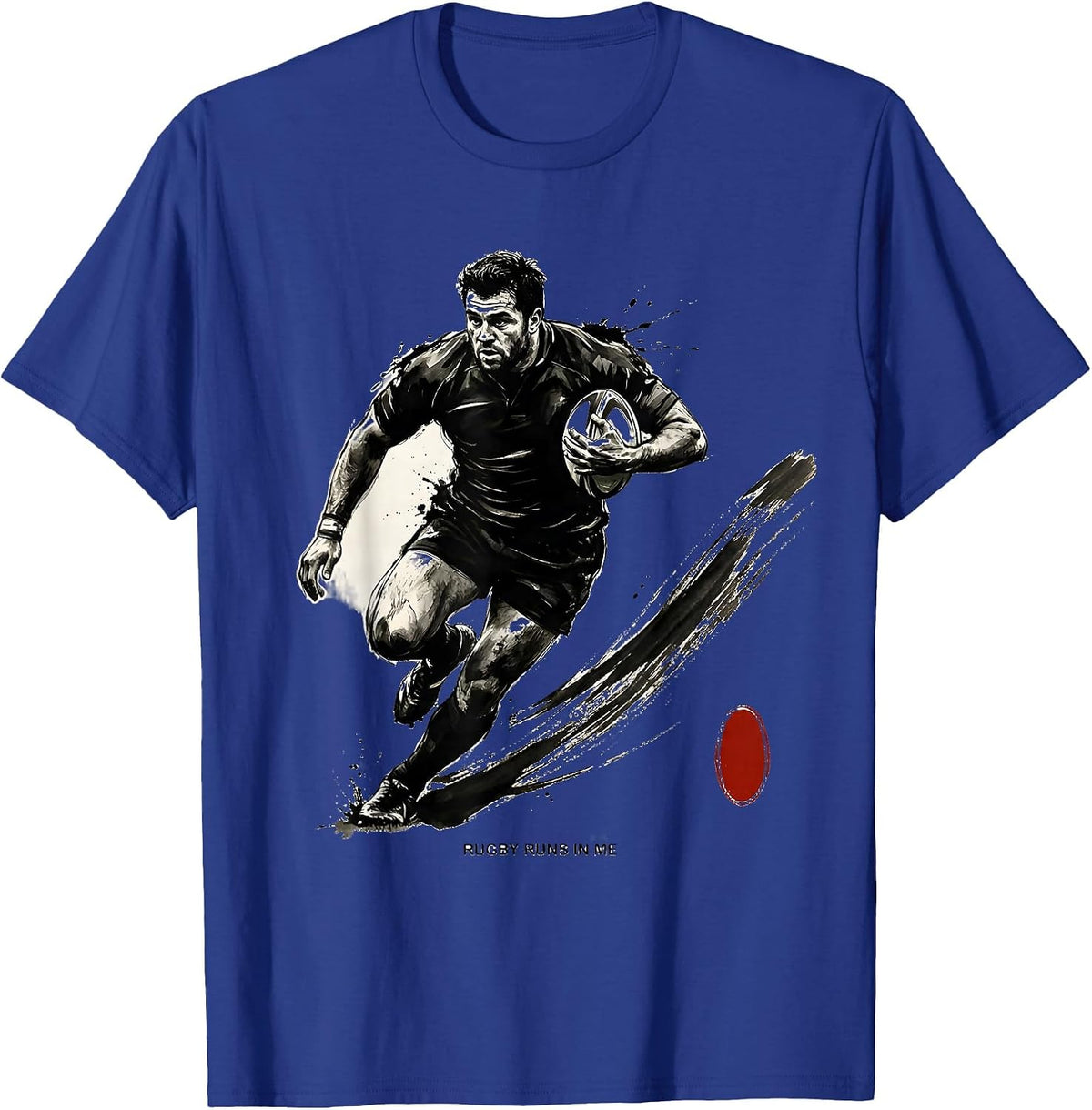 Rugby Runs In Me Passionate Fan Design T-Shirt - Royal Blue