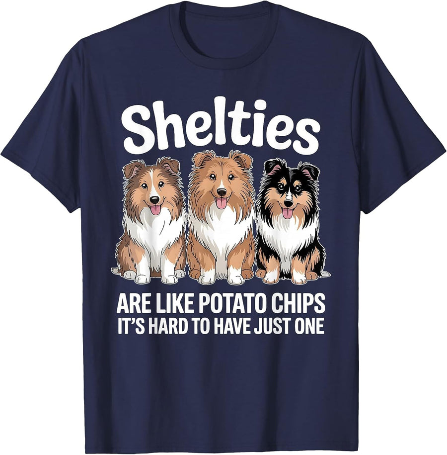 Sheltie Dog Lover Tee Funny Herding Shetland Sheepdog T-Shirt for Pet Owners - Navy Blue