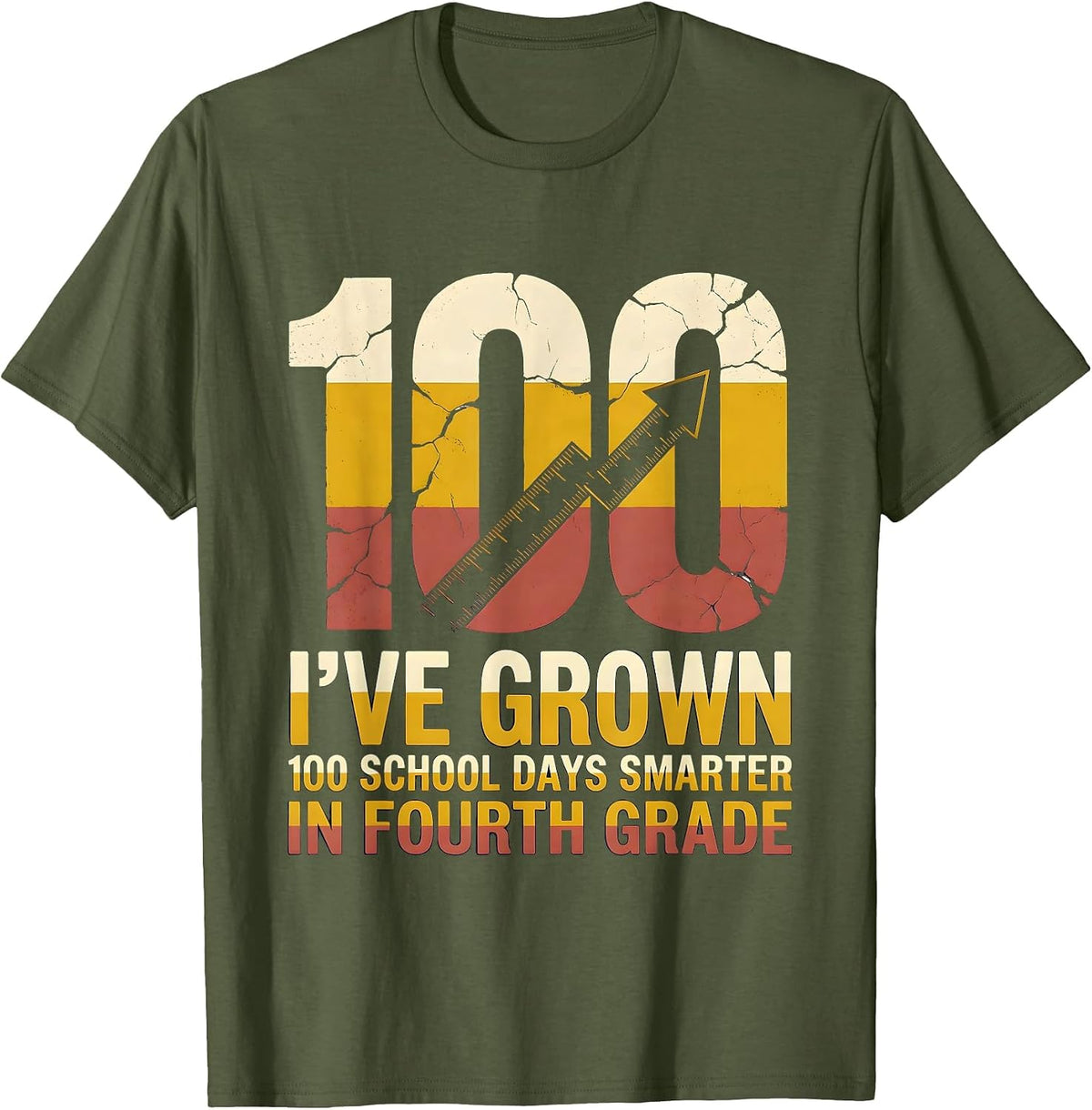 I've Grown 100 School Days Smarter In Fourth Grade Teachers T-Shirt - Olive Green