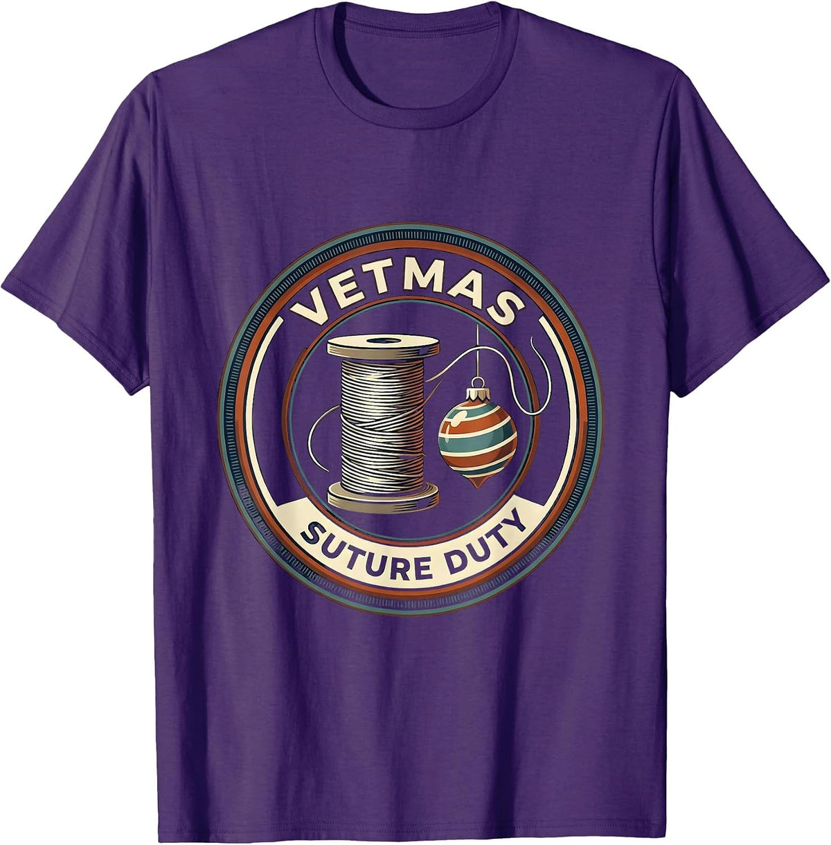 Vetmas Suture Duty Funny Vet Tech Christmas Veterinary Crew T-Shirt - Purple