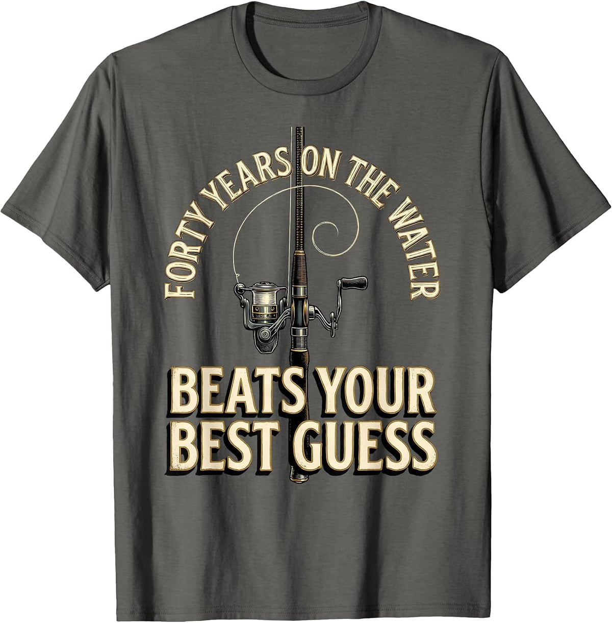 Men's Forty Years On The Water Beats Your Best Guess Biker T-Shirt - Asphalt Grey