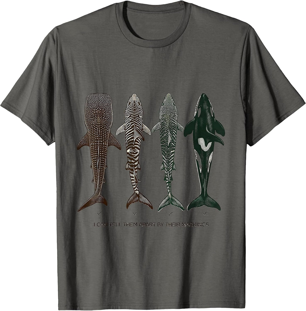 I Can Tell Them Apart By Their Markings Shark Lover T-Shirt - Asphalt Grey