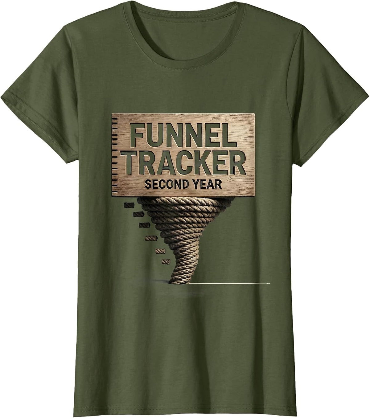Women's Funnel Tracker Second Year Bold Storm Chaser Tornado T-Shirt - Olive Green
