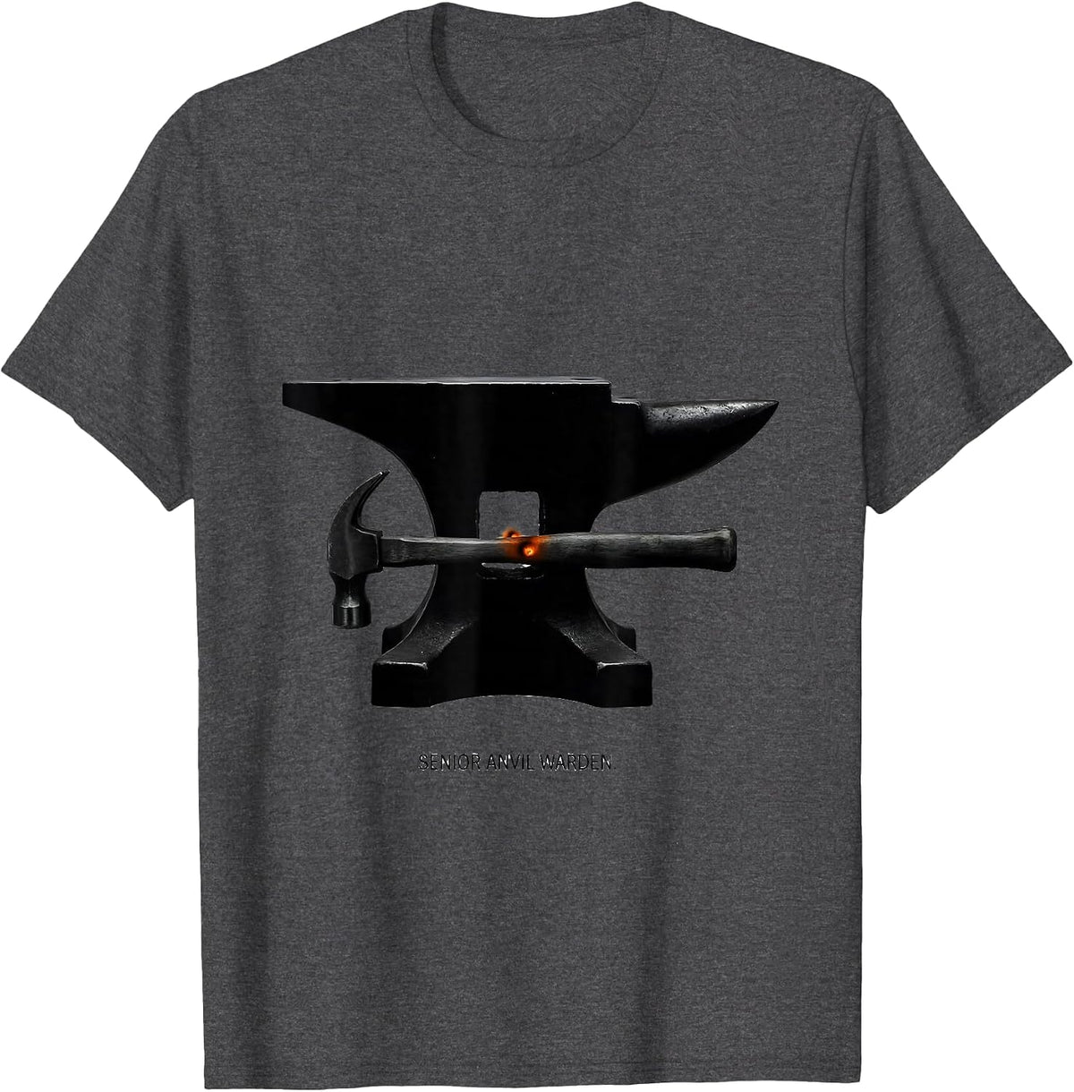Senior Anvil Warden Minimalist Blacksmith Forge Craft Humor T-Shirt - Dark Heather Grey