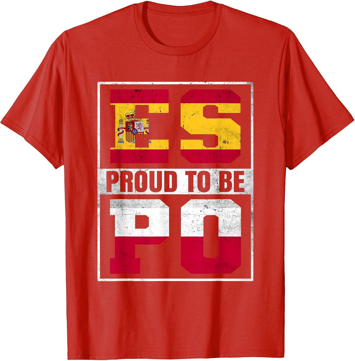 Proud Spanish Polish Mix Polska Spain and Poland Heritage T-Shirt - Red