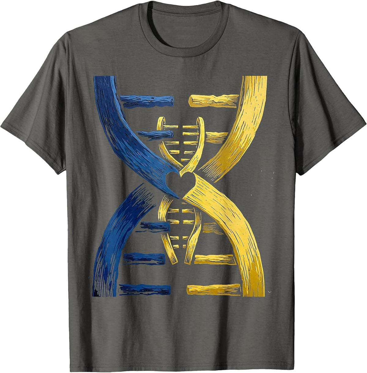 Men's Chromosome Interlock Heartfelt Down Syndrome Support T-Shirt - Asphalt Grey