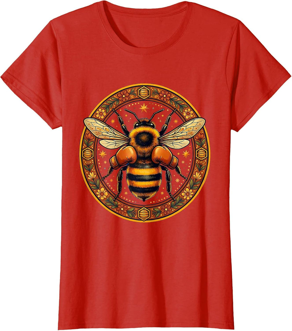 Boxing Bee Fighter Graphic Tee T-Shirt - Red