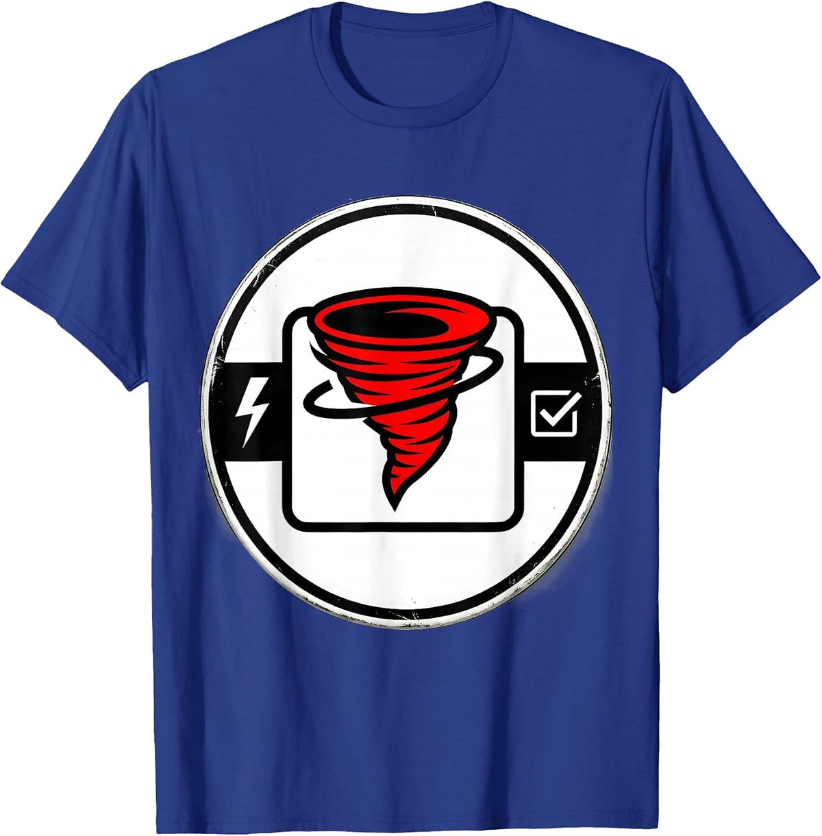 Men's Sealed Tornado Badge Storm Chaser Meteorology Humor T-Shirt - Royal Blue