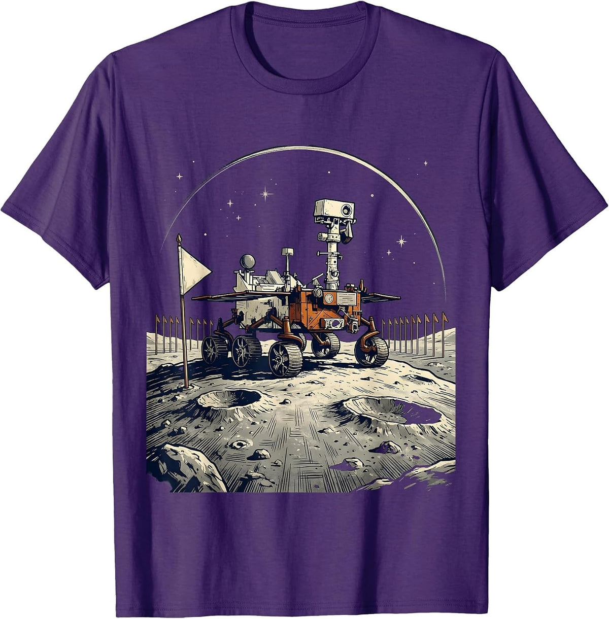 Men's Lunar Rover Retro Space Enthusiast Astronomy Humor T-Shirt - Purple