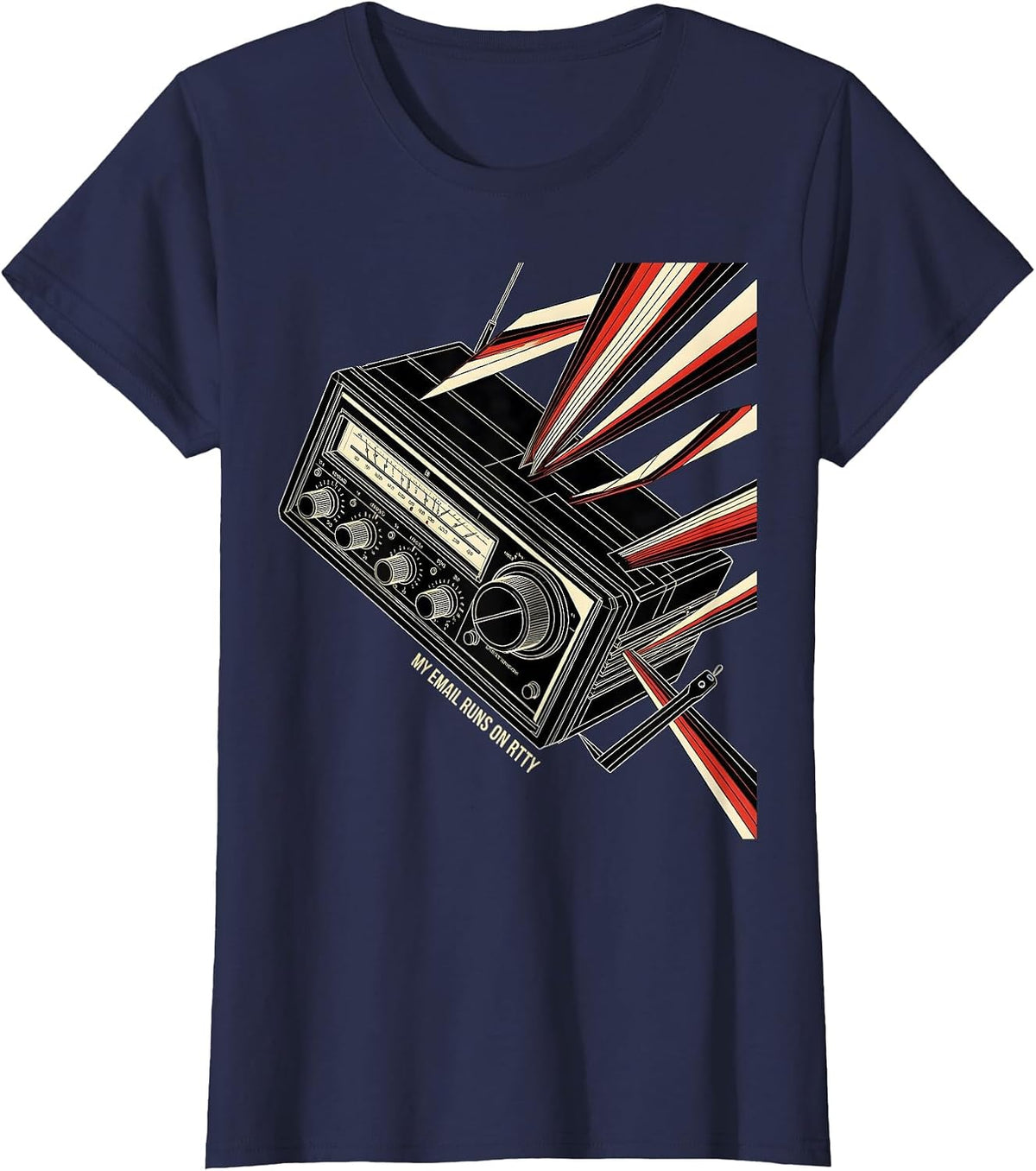 Women's My Email Runs On RTTY Funny Ham Radio Operator Hobbyist T-Shirt - Navy Blue